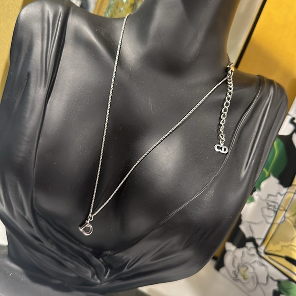 Dior Vintage Silver Tone “D” Charm  Necklace - Picture 1 of 6